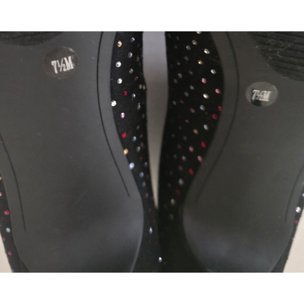 INC International Concepts 7.5 Bray Sock Black Heel Booties W Red Rhinestones - Picture 12 of 14